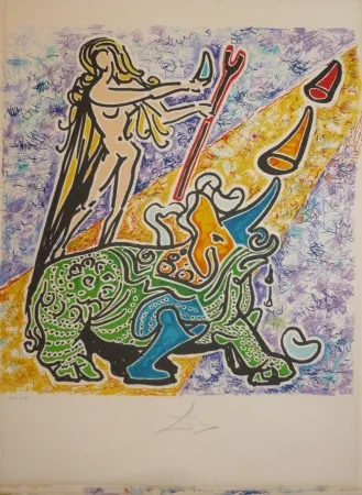 Литография Dali - Les vitraux - rhinoceros