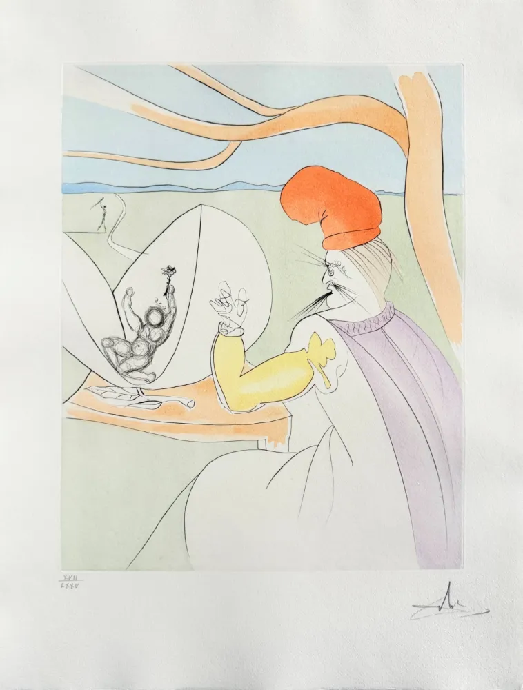 Гравюра Сухой Иглой Dali - Momotaro (Peach boy)