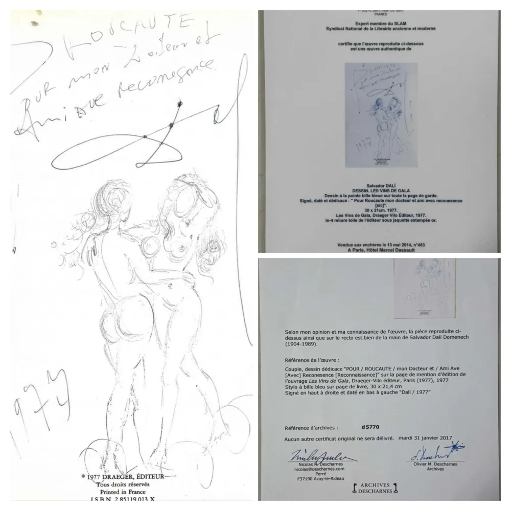 Иллюстрированная Книга Dali - Original Drawing- Nude Couple 