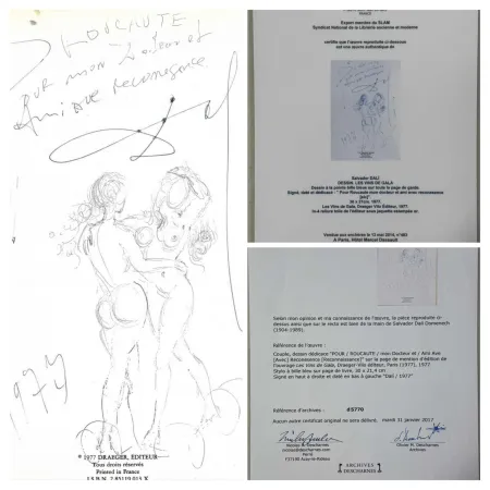 Иллюстрированная Книга Dali - Original Drawing- Nude Couple 
