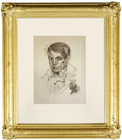 Гравюра Сухой Иглой Dali - Portrait of picasso