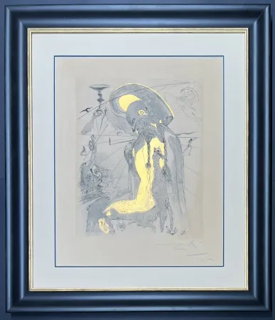 Гравюра Сухой Иглой Dali - Salvador Dalì (1904–1989) - Athene - Mixed media incorporating heliogravure and drypoint etching hand-colored on Arches paper - 1963