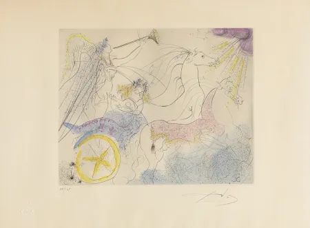 Гравюра Dali - Salvador Dalí (1904–1989) - Euterpe - Hand-coloured drypoint etching on Arches paper - 1971