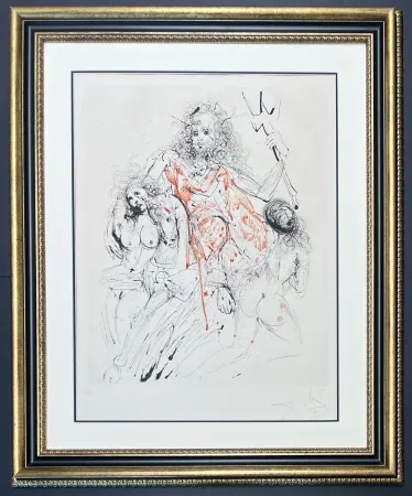 Гравюра Сухой Иглой Dali - Salvador Dalì (1904 - 1989) - Poisedon - Mixed media incorporating heliogravure and drypoint etching hand-colored on Arches paper - 1966