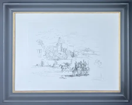 Гравюра Сухой Иглой Dali - Salvador Dalì (1904-1989) - Rome and Cadaqués - Heliogravure and drypoint etching on Arches paper - 1972