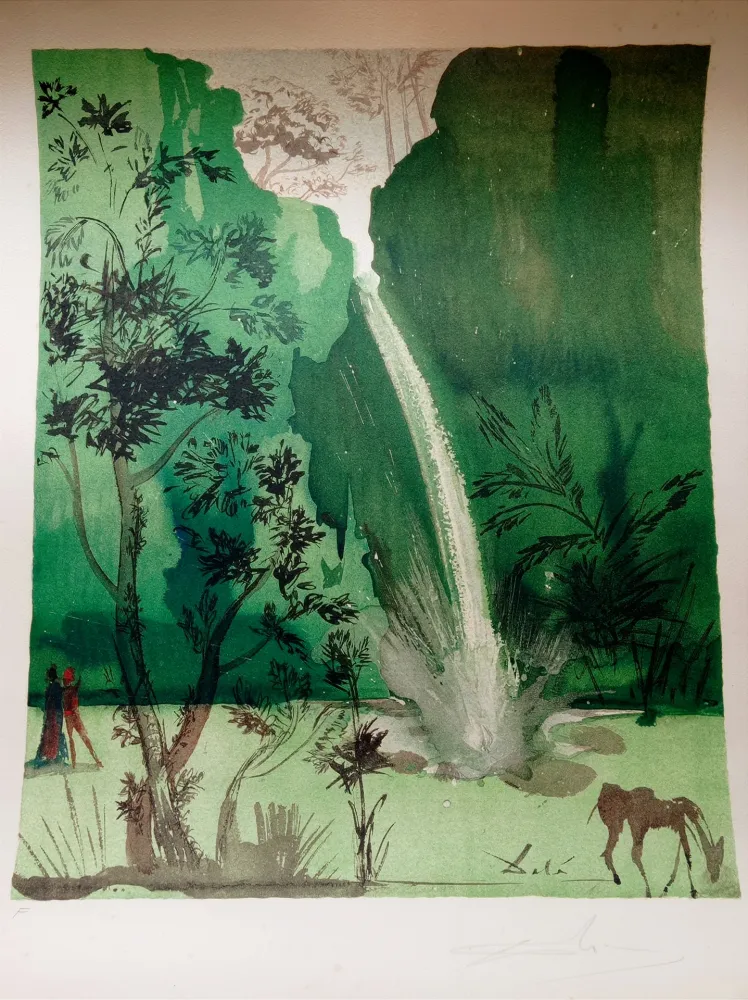 Литография Dali - Salvador DALI, Mointain scene, 1970 - Rare hand signed lithograph