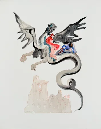 Гравюра На Дереве Dali - The Inferno, Canto 17 - The Usurers