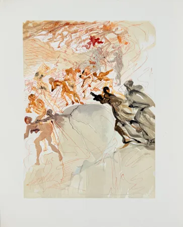 Гравюра На Дереве Dali - The Purgatory, Canto 25 - Mounting the Seventh Terrace, Lust