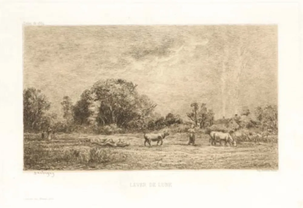 Гравюра Daubigny - Lever de lune