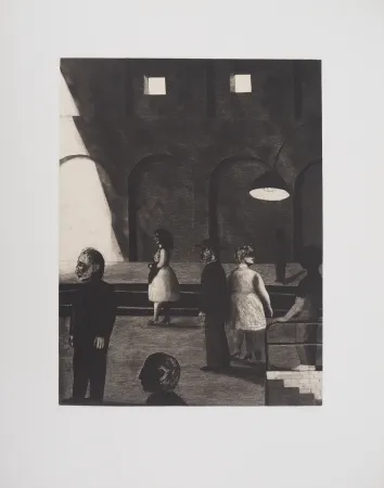 Гравюра Davies - A la gare