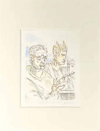 Гравюра De Chirico - Autoritratto con Mercurio