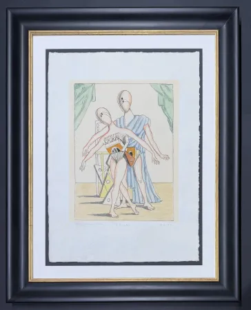 Литография De Chirico - Giorgio De Chirico (1888-1978) - I danzatori - Lithograph hand-colored by artist - 1970
