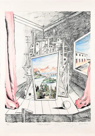 Нет Никаких Технических De Chirico - Giorgio De Chirico (1888–1978) - Interno Metafisico - Watercolor on a lithographic base - 1969