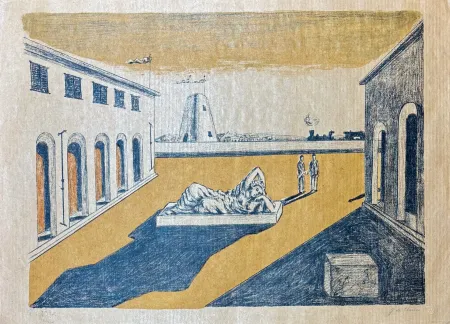 Литография De Chirico - Giorgio De Chirico (1888–1978) - Piazza d'Italia - Lithograph on straw paper - 1969