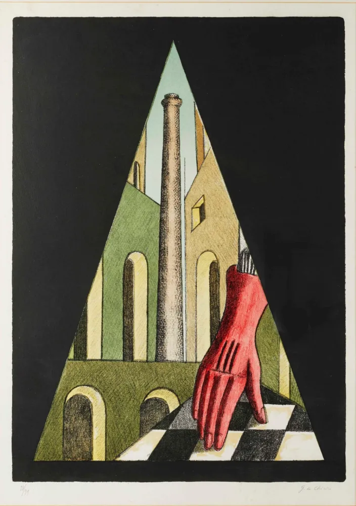 Литография De Chirico - Il guanto (Il guanto rosso)