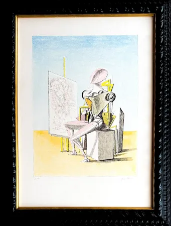 Литография De Chirico - Il pittore