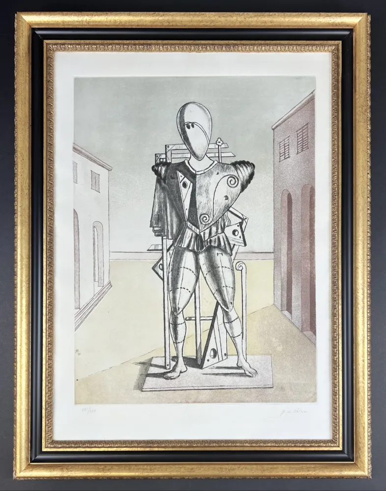 Офорт De Chirico - Il Trovatore nella piazza