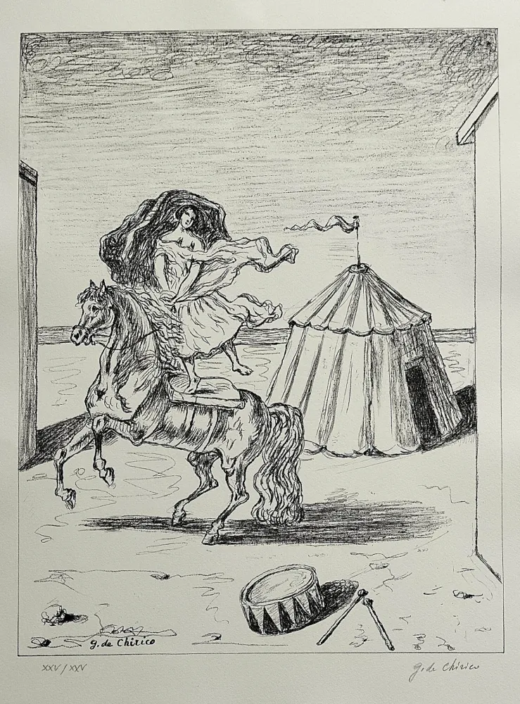 Литография De Chirico - La cavallerizza