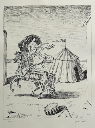 Литография De Chirico - La cavallerizza