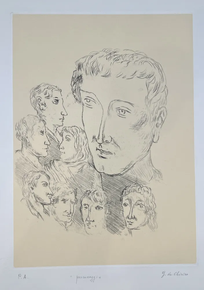 Гравюра De Chirico - Personaggi 