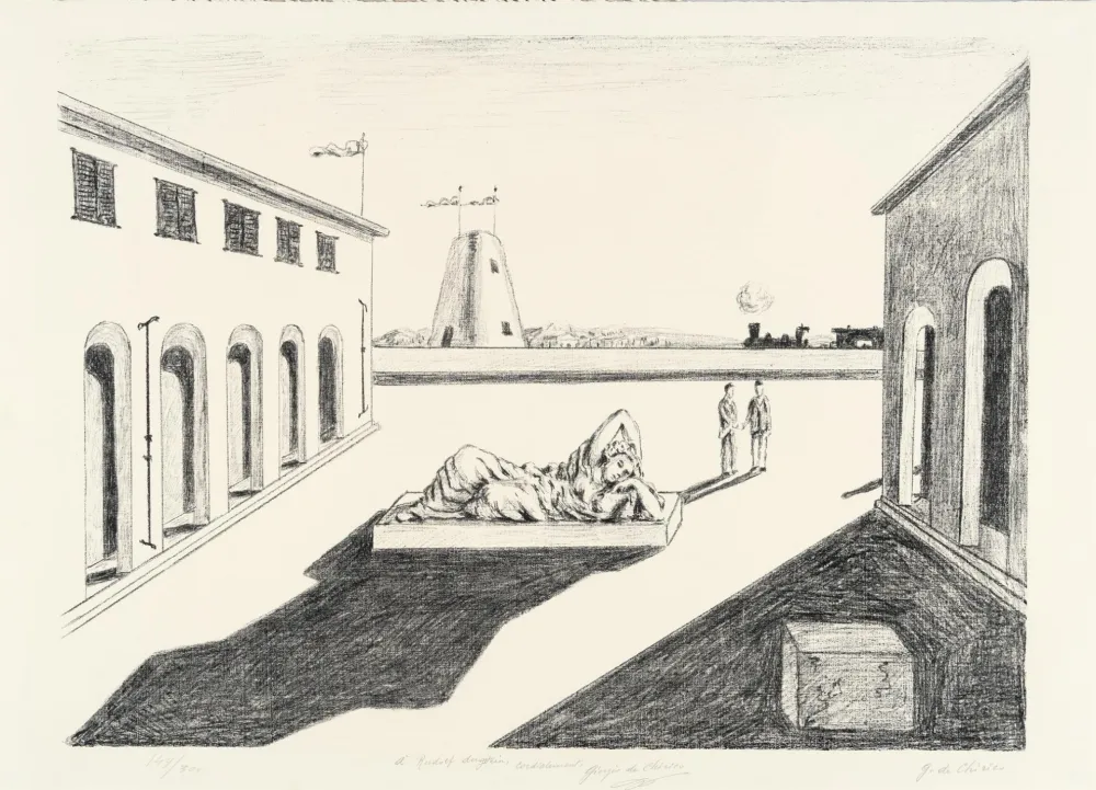 Литография De Chirico - Piazza d'Italia