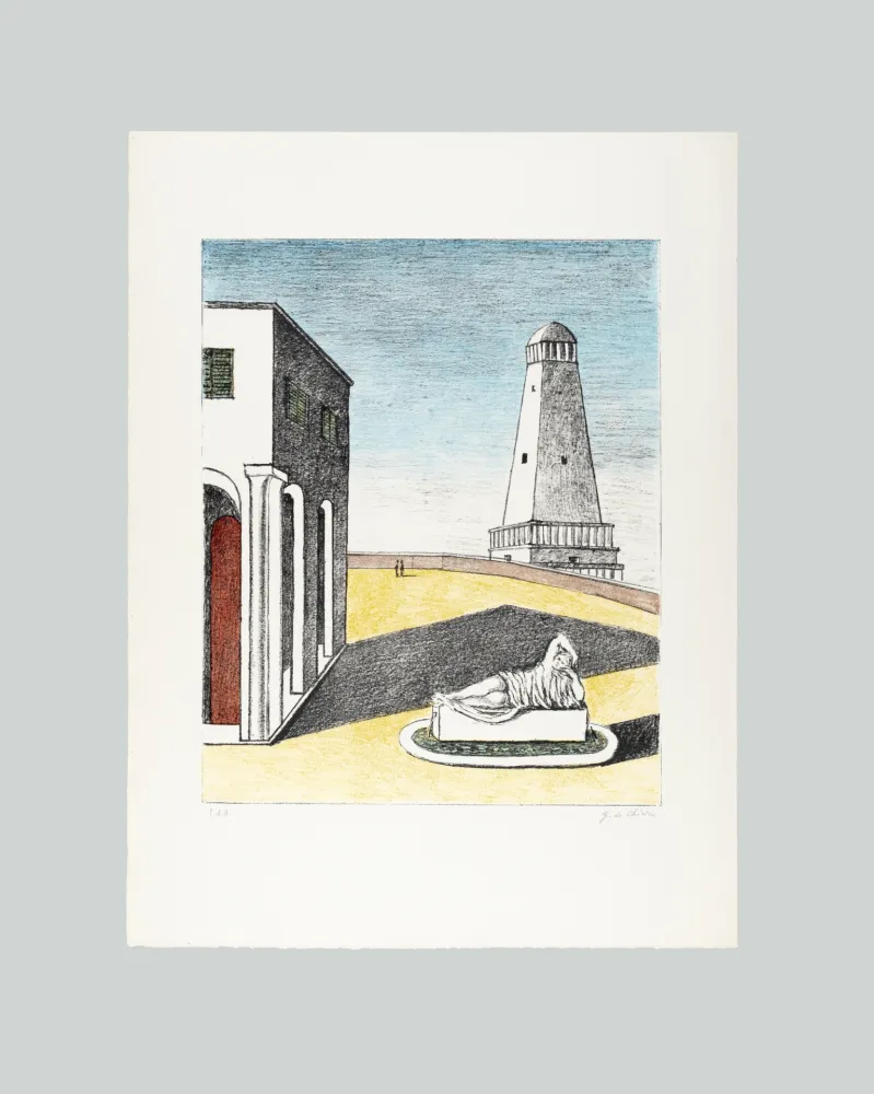Литография De Chirico - Piazza d'Italia