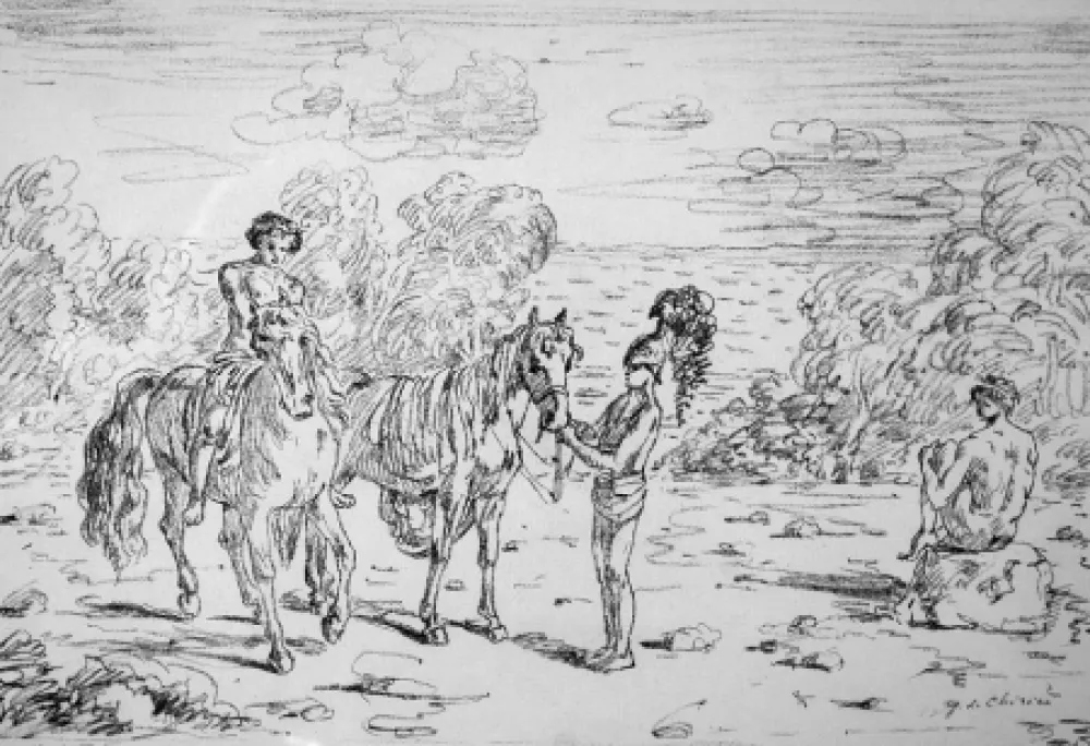 Литография De Chirico - Ritorno alla sponda di Corinto