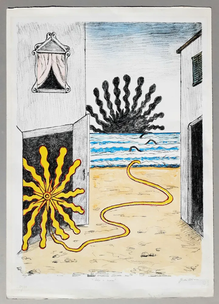 Литография De Chirico - Sole e mare