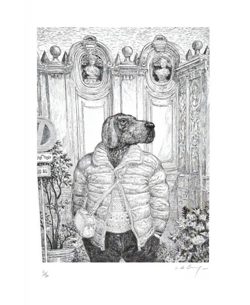 Гравюра De Crécy - Chien de Rome II