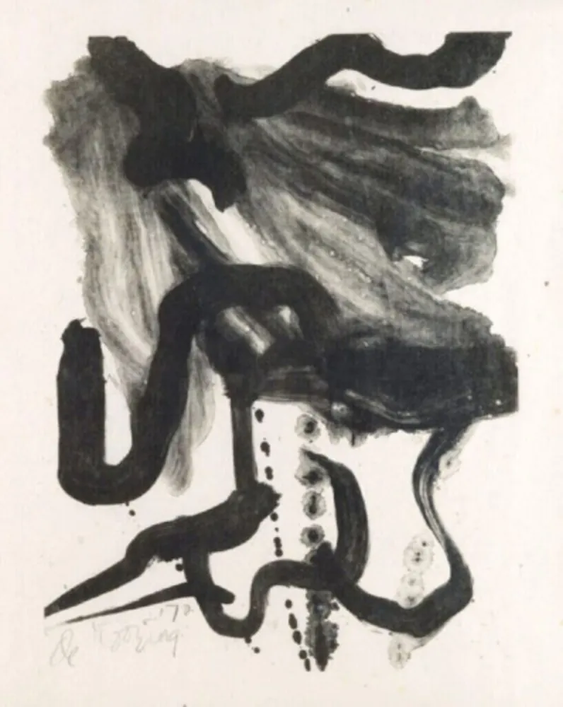Литография De Kooning - Woman with long hair and corset