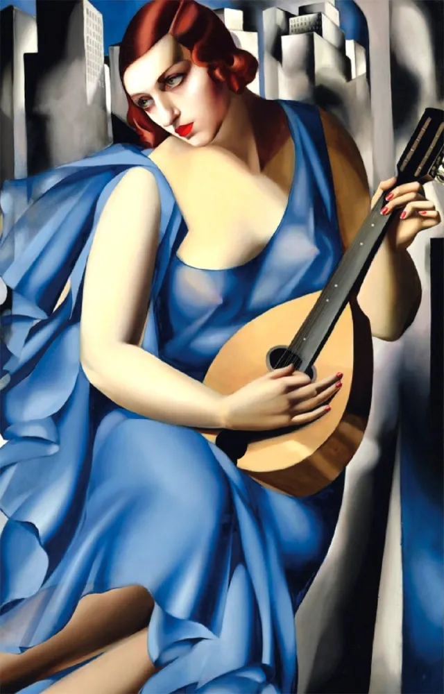 Сериграфия De Lempicka - Femme Bleue a la Guitare