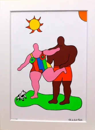 Сериграфия De Saint Phalle - Pink nana and black man