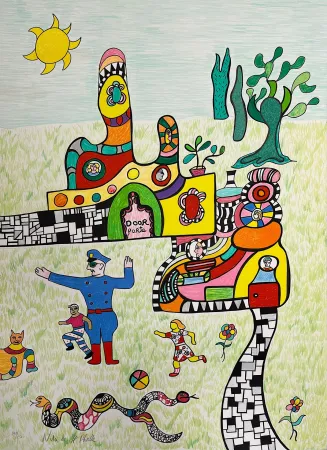 Литография De Saint Phalle - Sortie d'École