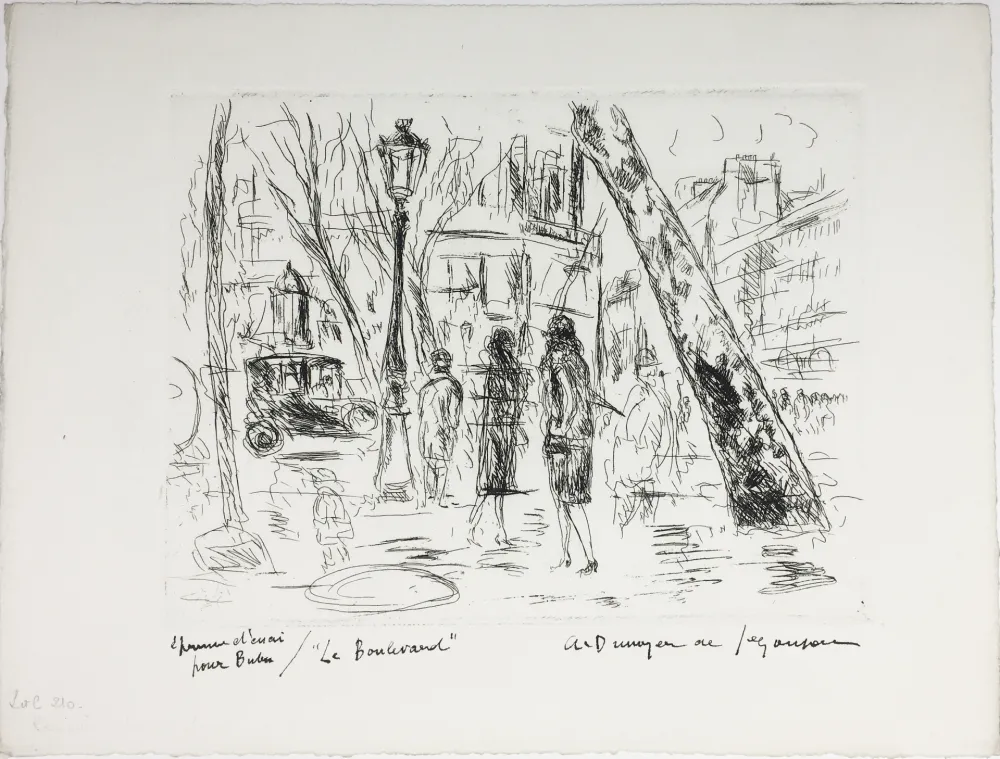 Офорт De Segonzac - LE BOULEVARD. Pour 