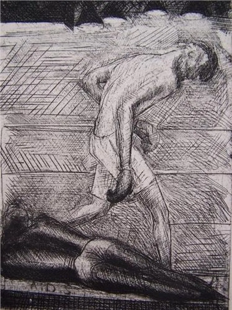 Офорт De Segonzac - Le KO du noir