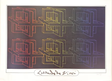 Литография Del Pezzo -  Leonardo da Vinci 