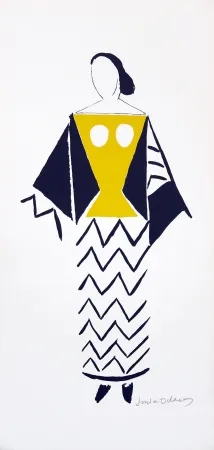 Литография Delaunay - 1921 costume for Dada party in Paris, Coeur a Barbe