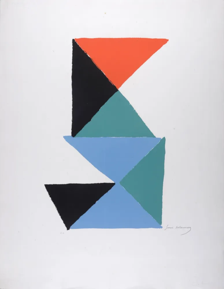 Литография Delaunay - Composition aux triangles, c. 1967 - Hand-signed