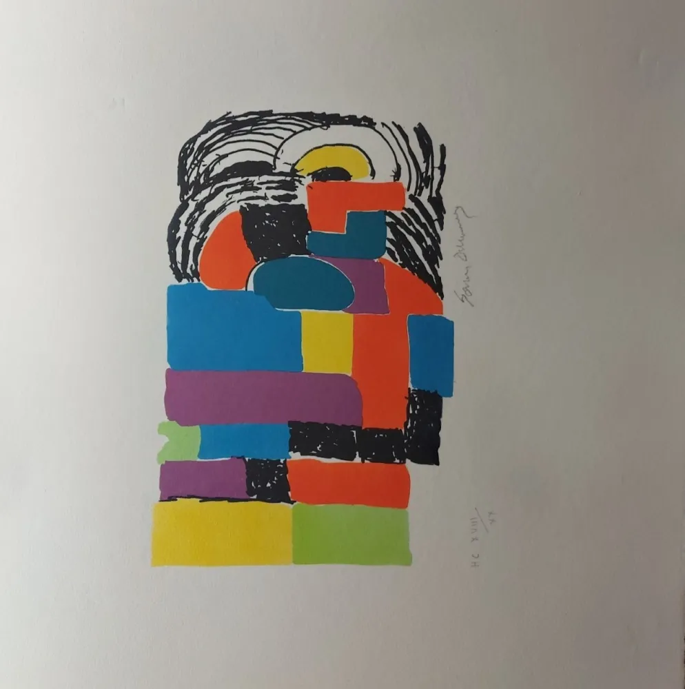 Литография Delaunay - Composition pour Madame Claude POMPIDOU (circa 1970)