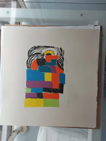 Литография Delaunay - Composition pour Madame Claude POMPIDOU (circa 1970)