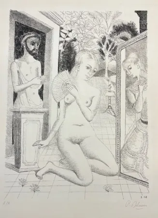 Литография Delvaux - L' Eventail