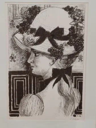 Литография Delvaux - Le Chapeau 1900