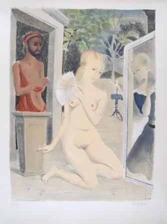 Литография Delvaux - L'Eventail