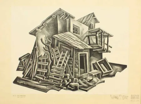 Литография Depero - CASE DIROCCATE