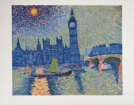 Литография Derain - Londres, La Tamise et Big Ben