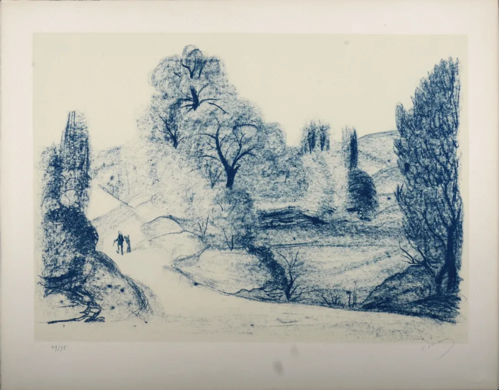 Литография Derain - Paysage Bleu, c. 1955 - Hand-signed!