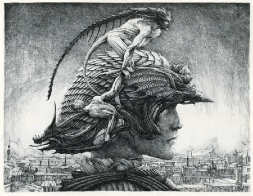 Гравюра Desmazières - Casque d'Apparat/Head of a soldier