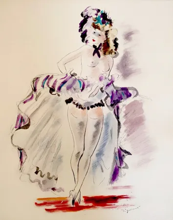 Литография Dignimont - Avant l'entrée en scène