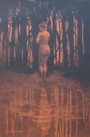 Литография Dillon - Baigneuse