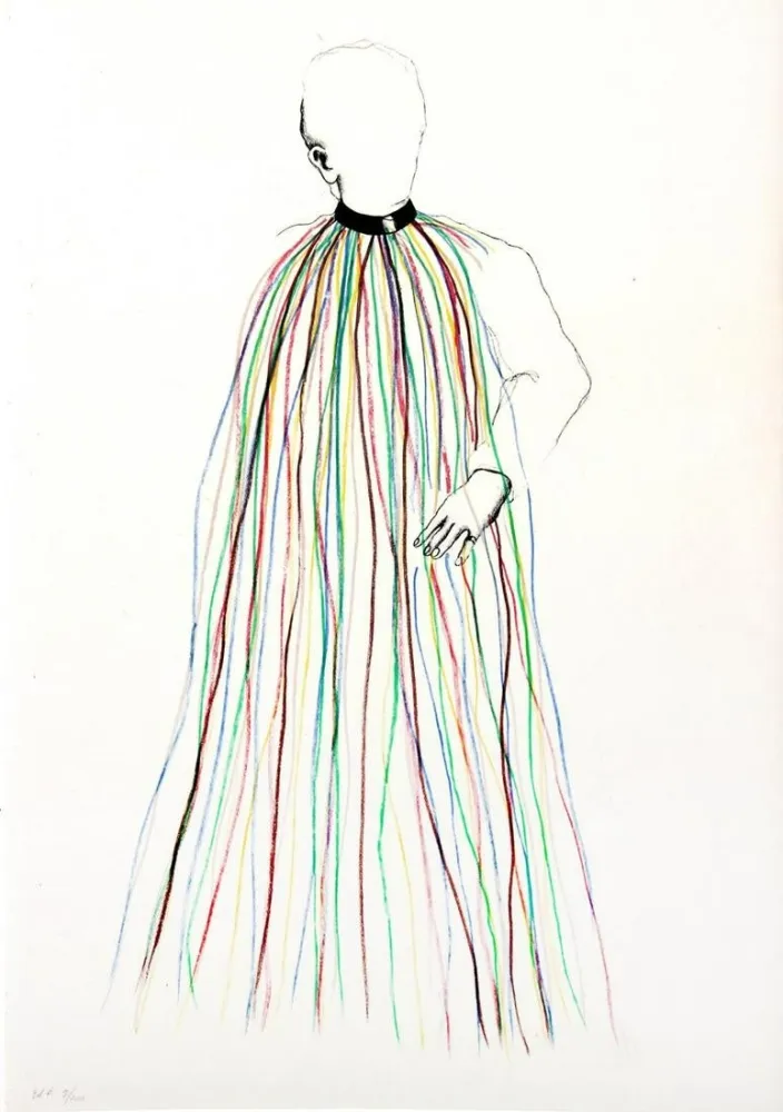 Литография Dine - Dorian Gray in Multi-Colored Vinyl Stripe Cape